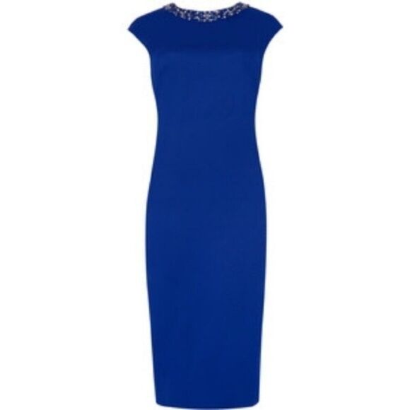 Ted Baker Elenna Midi Dress Embellished Size (1) 4 Royal Blue Classic Gorgeous - Picture 3 of 5